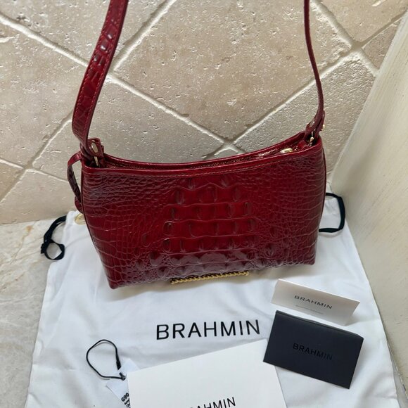 BRAHMIN Anytime Mini Shoulder Bag, Melbourne Leather in Chianti NWT - Picture 2 of 9